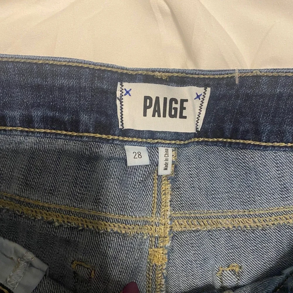 Paige Womens 28 Distressed Cuffed Denim Shorts Dark‎ Wash Y2K Stretch Casual